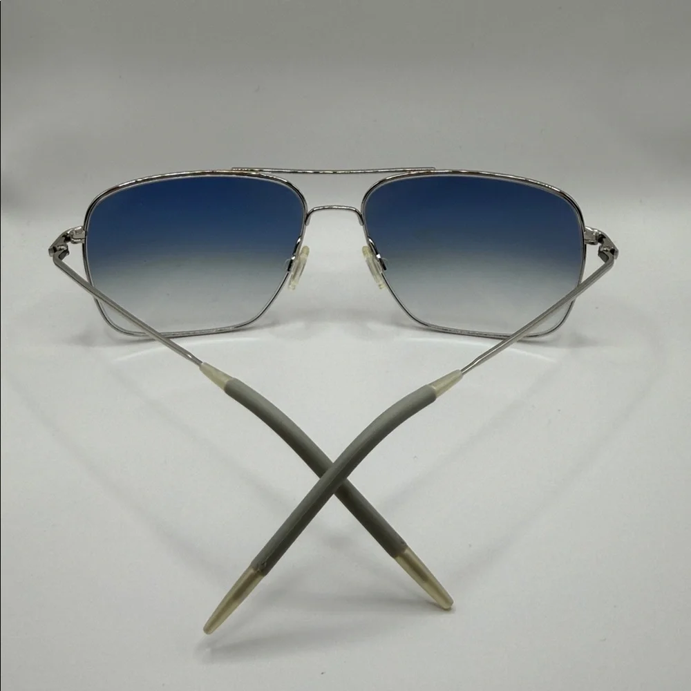 Oliver Peoples Silver and Blue Aviator Sunglasses - Picture 3 of 8